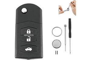 GLOUVDEYZ For Mazda 3 5 Key Fob 6 RX8 MX5 3 Buttons Car Key Fob Case Battery CR1620 Pin Removal Tool
