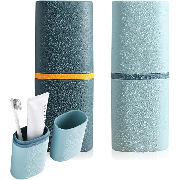 Portaspazzolino Con Tazza E Coperchio, 3 Scomparti, Portatile, Anti Polvere, Con Base Scolasalva, Per Bagno E Viaggio