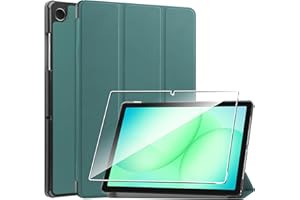 Rojeuinn Cover per Samsung Galaxy Tab A11+ /A11 Plus / A9+ /A9 Plus 11 inches custodie+1 Pezzi Vetro Temperato,Gomma Protezione Protettivo,Ultra Sottile Antiurto Anti-Graffio TPU Flessibile Case-Verde