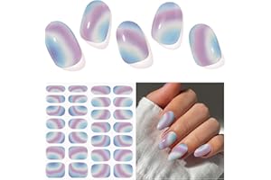 DUKASOU Gel Nail Strips - 28 pcs Gel Nail Stickers-Full Wraps- Salon Quality Soft Holy Gels Nails Stickers UV- Long Lasting, UV Lamp Compatible, Easy to Carry & Use & Remove