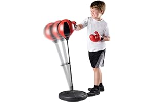Toyrific | Punch Bag with Gloves, Adjustable Boxing Set with Stand and Punching Ball, Freestanding for Kids Boys, Girls and Beginners