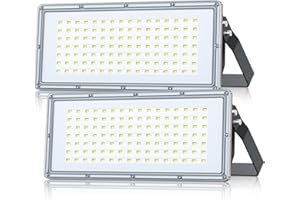 TOPAUBUB Faretti a Faretto LED da Esterno 100W 10000LM - Faretto Fari Faro LED Esterno 2 Pezzi, 6500K Luce Fredda IP66 Impermeabile per Giardino, Patio, Terrazza, Garage
