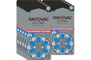 Rayovac Extra Advanced Batterie Acustiche Zinco Aria, Formato 675 Value Pack da 60 Batterie, Blu