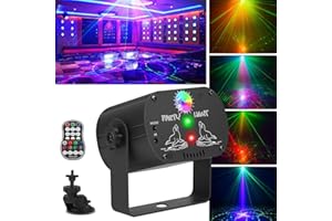PROPULSION LIFE Luces de Discoteca, Luz de Fiesta 60 Patrón LED RGB Activadas Por Sonido para DJ, Mini Sound Activada Luces de Escenario con Mando a Distancia Inalámbrico para Casa,Fiesta, Cumpleaños, Bar, Navidad