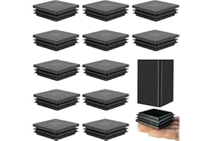 BRELET Tappo Quadrato.Tappi Quadrati per Sedie.Neri Tappi Terminale Antiscivolo in Plastica per Tubo,Cuscinetti per Inserti Tubi.Per Gambe di Tavoli e Sedie,Mobili,Protezione Pavimenti(12Pezzi, 50x50mm)