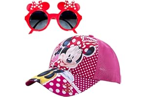 PQKL-party Casquette Fille Minnie et Lunettes De Soleil Enfant Minnie,Chapeau Rose Minnie,Casquette Enfant Minnie,Casquette de Baseball Minnie,Chapeau de Soleil Enfant, Baseball Cap Visière Rose