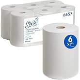 Scott Disposable Towels 6657, 1 Ply, Paper Hand Drying Towels, 6 x 165 m | Hand Drying Paper for Aquarius Hand Drying Dispens