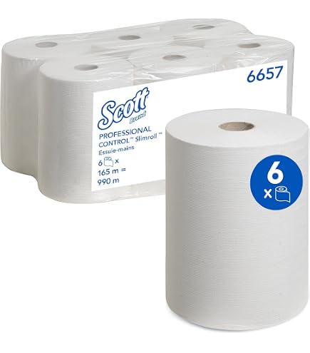 6 Rouleaux Essuie-Mains 2 Plis 450 Formats Blanc Gaufré - Fabrication Française 100% Cellulose