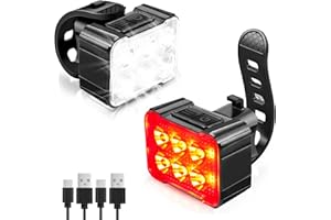 Ainiv Bike Lights Front and Rear, Wodoodporne LED Bike Light, Ultra Slim USB Rechargeable Bike Lights, Zestaw świateł rowerowych do jazdy na rowerze, MTB, rower hybrydowy, jazda nocna