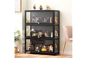 Hynbdes Acrylic Display Cabinet，iving Room Display Cabinet, Display Cabinet, Tough Texture, Sealed and Dustproof, Suitable for Various Scenarios (3 Triple Black 80*33*106 Transparent on Three Sides)