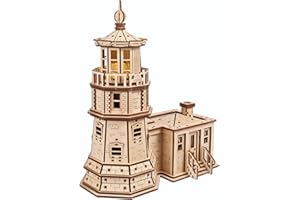 UGEARS Latarnia Split Rock Puzzle 3D – Miniaturowy Zestaw DIY Drewniane Modele dla Dorosłych z Lampką LED - Drewniane Puzzle 3D dla Dorosłych - Rękodzieło Prezent - 295 Elementów