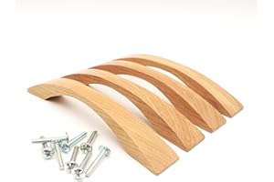 JOWE Set di 4 maniglie in legno di rovere verniciato incl. Viti - Maniglia in legno per cassetto - Lunghezza 17,5 cm, distanza fori 12,8 cm