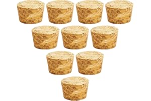 SKYPRO 10 tapones de corcho cónicos de madera para vino, tapones de sellado reutilizables para barra de botellas, manualidades, accesorios de cocina (33 x 29 x 20 mm)