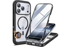 Miracase 360 Grad für iPhone 17 Pro Hülle mit Magsafe, Eingebaut Glas Schutzfolie, Komplettschutz HandyHülle Magnetisch Stoßfest Case für iPhone 17 Pro Schutzhüllen 6,3 Zoll,Schwarz