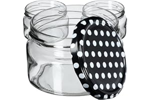KADAX kleine Einmachgläser 250 ml, Marmeladengläser mit Deckel, Luftdichte Gläschen zum Verschenken, Minigläser für Honig und Gewürze (50 Stück, Schwarz gepunktet)