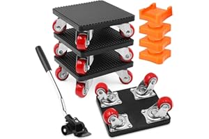 Druuzyl 4 Piezas Kit Elevador de Muebles Pesados, Ruedas de Transporte para Muebles Mover Rodillo Giratorio 360° Ruedas Carga de 500kg Accesorios Elevador de para Sofá Lavadora