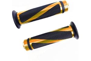 SFONIA 2pcs Poignées de Guidon Poignée Moto 22MM 7/8" en Caoutchouc Anti-dérapant Universel pour Moto Scooter Quad Cruiser Off Road (Jaune)