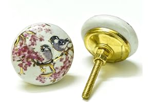 ARTISNO Lot de 10 boutons de porte en céramique en forme d'oiseau pour armoire de cuisine - Rose