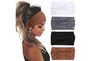 Mscat 4 Packs Wide Headband for Women Extra Large Turban Headband Twisted Knotted Sport Headband Hairband for Daily Life Yoga Workout Women's Fashion Head Bands