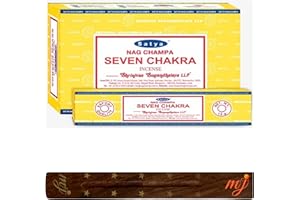 M & J Original Satya Nag Champa Seven Chakra Incense Sticks | with M&J incense sticks holder | Full Box | for Aromatherapy, Spa, Yoga, Weddings, Meditation, Healing, Positivity and Relaxation