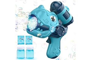 Aooess Gifts for 3-8 Year Old Boys: Dinosaur Bubble Gun Toys for Kids Bubble Maker Presents for 3 4 5 6 7 8 Years Old Kids Birthday Party Bubble Blower for Toddlers Automatic Bubble Machines (Blue)