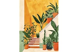 SULISO Peinture par Numéro Fleur Adulte avec Pinceaux et Acryliques Bricolage Peintures Kits pour Adultes Enfants Seniors Débutant,Sans Cadre 40x50cm,Verdure de l'escalier