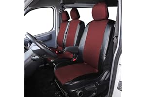‎TOYOUN TOYOUN sitzbezüge Auto für Transporter Vordersitze 2+1 Universal Schonbezüge Sitzschoner Auto für Fahrersitz + 2er Beifahrersitzbank Autositzbezüge Kunstleder Stoff Spleißen, Rot