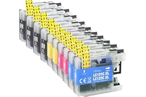 Jhaan Wkłady atramentowe do Brother LC123 LC123XL do Brother DCP-J132W DCP-J152W DCP-J4110DW DCP-J552DW DCP-J752DW MFC-J6520DW MFC-J6920 DW MFC-J4410DW MFC-J4510DW MFC-J470DW (10 sztuk ()