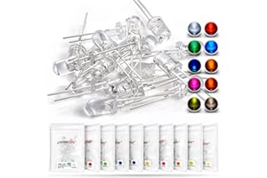 CHANZON 100pcs (10 couleurs x 10pcs) 5mm LED Diodes Assortiment H&PC-59042 (Lentille Transparente Claire) Émettant Ampoule Lampe Assortiment Kit Couleur Blanc Rouge Jaune Vert Bleu Orange UV Rose