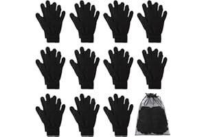 Cooraby 12 Pairs Winter Magic Gloves Stretchy Warm Knit Gloves with Mesh Storage Bag for Men or Women