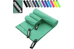 Fosdaling Mikrofaser Handtuch 3er Set（Groß 160×80cm und 2 Klein 80×40cm）, Schnelltrocknend Microfaser Fitness & Sport Handtücher, für Strandtuch, Badetuch, Sporthandtuch und Reisehandtuch