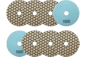 Almohadillas Pulido Diamante Seco 4"/100mm - 8piezas Grano 1500 Discos Pulido para Granito Mármol Piedra Artificial Cuarzo para Amoladora Angular SANLEETEK
