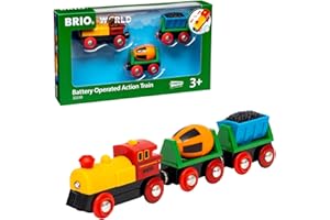 BRIO World Battery Operated Action Train for Kids Age 3 Years Up - Wooden Railway Set Add On Accessories
