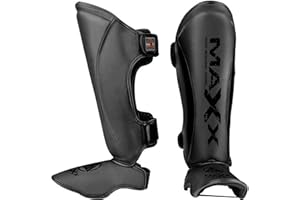 MAXX PRO BOXING GEAR MAXX Adult Maya Grain Leather Boxing Shin Guard Instep Pad Leg Protectors Support Martial Arts