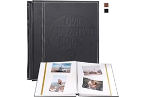 TPUDN Album photo autocollant et album photo maison 20 feuilles, 40 pages, peut contenir environ 200 photos, notre album photo Adventure Book livre photo relié en cuir, noir