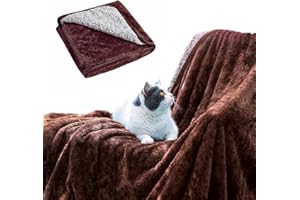 EASY JOY Pattepoint Waterproof Dog Blanket Washable Bed Sofa Furniture Protection, Double-Sided Plush Micro Fleece Soft Pee Proof, Pet Lightweight Blanket for Puppy Kitty Dogs Cats, Coffee 130x145cm