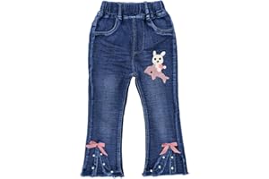 Peacolate 2-7T Toddler Little Girls Distressed Jeans Denim Pants with Embroidery