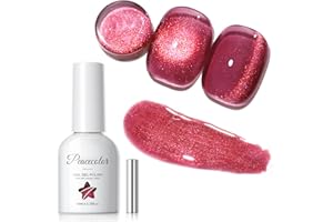PEACECOLOR Esmaltes Semipermanentes para Uñas, Rojo Colore Ojo de Gato Cat Eye Gel Nail Polish con Imán para Principiantes DIY 10ML