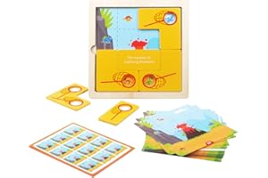 DILPEAK Holzpuzzle Spiel, Geheimnis der Erfassen Dinosaurie Puzzle Spiel, Montessori Lernspielzeug, Entwicklung der Beobachtungsgabe und des logischen Denkens der Kinder für Jungen und Mädchen ab 3 Jahre