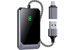Wistrue CarPlay Inalambrico Adaptador, 2024 Adaptador CarPlay Inalambrico Convierte con Cable en inalámbrico Plug & Play Carplay Apto para iOS 10+/automóviles 2017+,con Adaptador USB/Tipo C