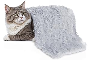 Dimeho Couverture moelleuse apaisante pour animal de compagnie, chiens et chats - Super douce et chaude - 56 x 36 cm - Pour l'intérieur - Lavable en machine - Gris