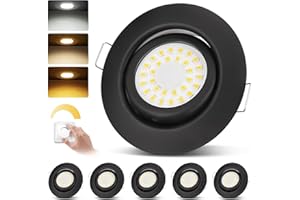 ‎CLOKSH cloksh LED Einbaustrahler 230V Dimmbar Schwarz LED Spots 5W IP44 Einbauleuchten Schwenkbar Deckenspots,Warmweiß 3000K Neutralweiß 4000K Kaltweiß 6000K Einbauspots für Badezimmer Küche Wohnzimmer
