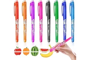 FORESTM 8 Pack Erasable Pens, 0.7mm Rub Out Friction Pens with Eraser, Smooth Writing Friction Ink Erasable Gel Pen for Kids and Adults for School, Office, Study (8 Assorted Colors)