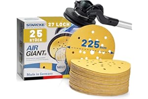 STARCKE® Schleifscheiben 225mm Klett AIR-GIANT - MADE IN GERMANY - [25x] - für 27-Loch Langhalsschleifer, Trockenbauschleifer - Trockenbau, Malerarbeiten, Farbe, Lack, Spachtel (P120, 25x)