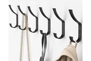 Optish 12 Stück Garderobenhaken, Kleiderhaken Wand Schwarz, Kleiderhaken zum Schrauben für Flur, Schlafzimmer, Eingangsbereich, Akustikpaneele für Mäntel, Handtaschen, Hüte, Schals