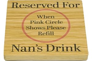 SHG AT HOME Reserved For Nans Drink Solid Oak Drink Coaster from Grandchildren. Birthday item. Wood Mat for Drinks. Token for Nan to be.
