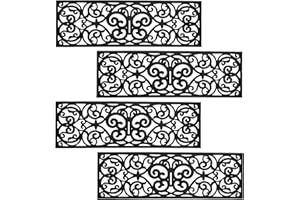Taylor & Brown Set of 12 Wrought Iron Effect Heavy Duty Rubber Stair Treads Non Slip Anti Trip Step Outdoor or Indoor Door Mat for Patio Entryway Garden Grass Stairway