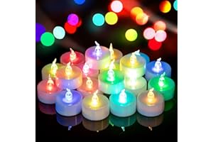 Yakpo 24 Pack Fast Colour Changing Tea Lights Battery Operated, Flameless Flickering Electric Coloured Votive TeaLights, Flicker LED Colourful Candles Bulk for Christmas Party Halloween Decorations