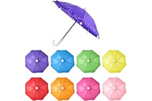 XIHIRCD Pack of 8 Miniature Umbrellas, 30 cm Adjustable Mini Lace Umbrella, Colourful Decorations for Boys, Girls, Dolls, Decorations, Home Accessories and Games, Photography Props (8 Colours)