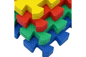 MAXSTRENGTH 12mm Eva Mats Thick Multicoloured Interlocking Mats Ideal for Exercise Or Child Play (12 Mats = 48 Square Feet)